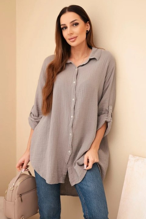 Koszula bawełniana muślinowa Plus Size fango