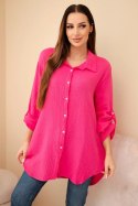 Koszula bawełniana muślinowa Plus Size fuksja