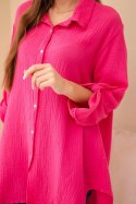 Koszula bawełniana muślinowa Plus Size fuksja