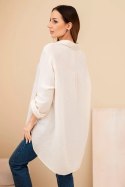 Koszula bawełniana muślinowa Plus Size jasno beżowa
