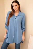 Koszula bawełniana muślinowa Plus Size jeansowa