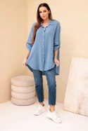 Koszula bawełniana muślinowa Plus Size jeansowa