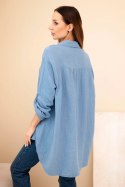 Koszula bawełniana muślinowa Plus Size jeansowa