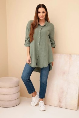 Koszula bawełniana muślinowa Plus Size khaki
