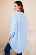 Koszula bawełniana muślinowa Plus Size niebieska