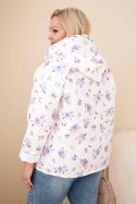 Kurtka damska wiosenna Plus Size w drobnym wzorem w kwiaty fioletowa