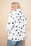 Kurtka damska wiosenna Plus Size w drobnym wzorem w kwiaty granatowa