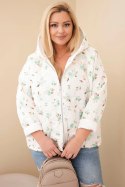 Kurtka damska wiosenna Plus Size w drobnym wzorem w kwiaty miętowa