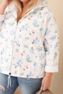 Kurtka damska wiosenna Plus Size w drobnym wzorem w kwiaty niebieska