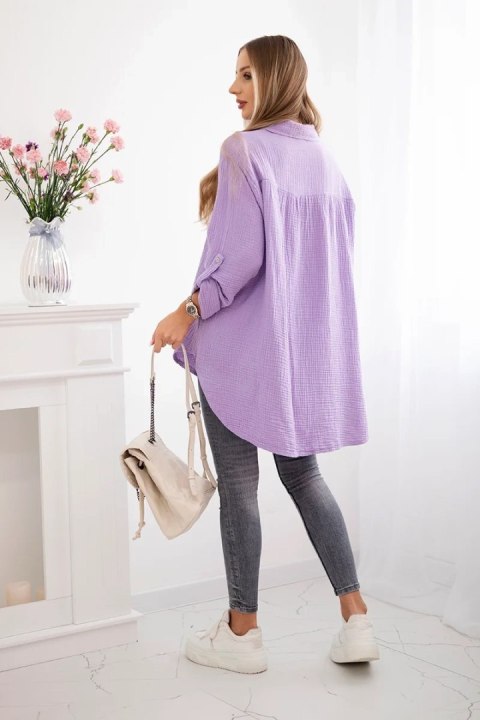 Koszula bawełniana muślinowa Plus Size fioletowa