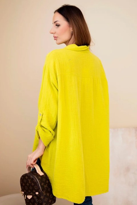 Koszula bawełniana muślinowa Plus Size kiwi