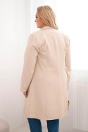Płaszcz damski Plus Size dwurzędowy z kołnierzem beżowy