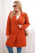 Płaszcz damski Plus Size dwurzędowy z kołnierzem rudy