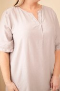 Sukienka damska wiskozowa Plus Size z krótkim rękawem i dekoltem V fango