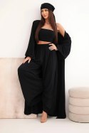 Komplet damski wiskozowy 4-częściowy w stylu boho czarny
