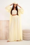 Komplet damski wiskozowy 4-częściowy w stylu boho żółty