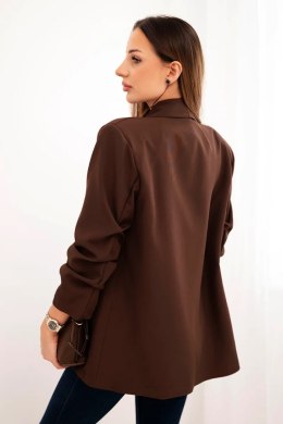 Marynarka z klapami elegancka brązowa