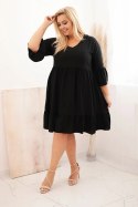 Sukienka damska Plus Size wiskozowa z ażurowym zdobieniem czarna