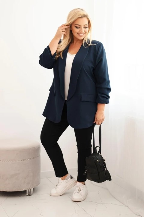 Marynarka damska Plus Size elegancka granatowa