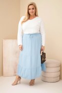 Spódnica damska Plus Size bawełniana muślinowa z falbaną i gumką niebieska