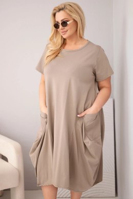 Sukienka damska Plus Size bawełniana z kieszeniami fango