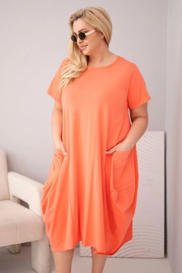 Sukienka damska Plus Size bawełniana z kieszeniami malinowa
