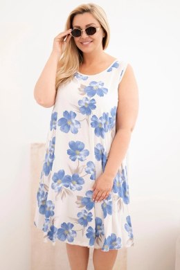 Sukienka damska Plus Size wiskozowa w kwiaty na ramiączkach beżowa