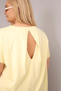 Bluzka damska Plus Size bawełniana z krótkim rękawem żółta