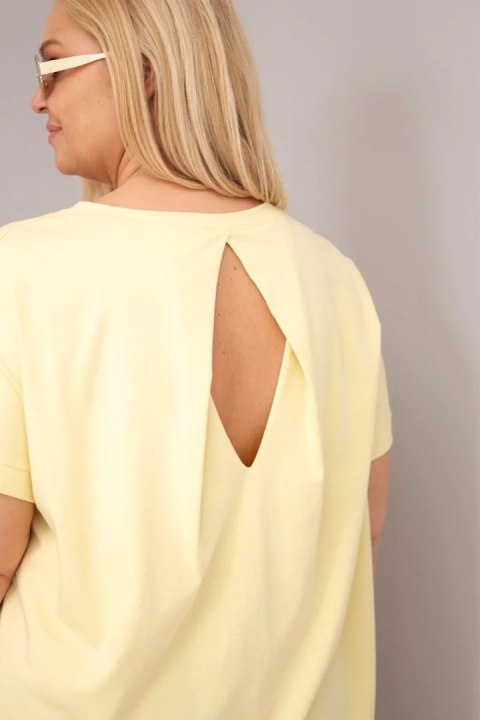 Bluzka damska Plus Size bawełniana z krótkim rękawem żółta