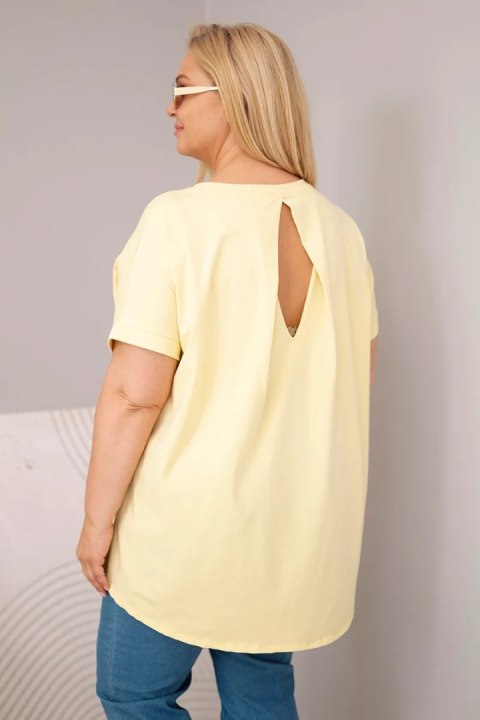 Bluzka damska Plus Size bawełniana z krótkim rękawem żółta