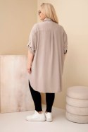 Koszula damska Plus Size z wiskozy z haftem kwiatowym fango