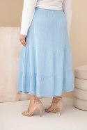 Spódnica damska Plus Size bawełniana muślinowa z falbaną i gumką niebieska