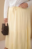 Spódnica damska Plus Size bawełniana muślinowa z falbaną i gumką żółta