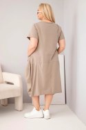 Sukienka damska Plus Size bawełniana z kieszeniami fango