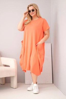 Sukienka damska Plus Size bawełniana z kieszeniami malinowa