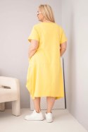 Sukienka damska Plus Size bawełniana z kieszeniami żółta