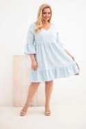 Sukienka damska Plus Size wiskozowa z ażurowym zdobieniem niebieska