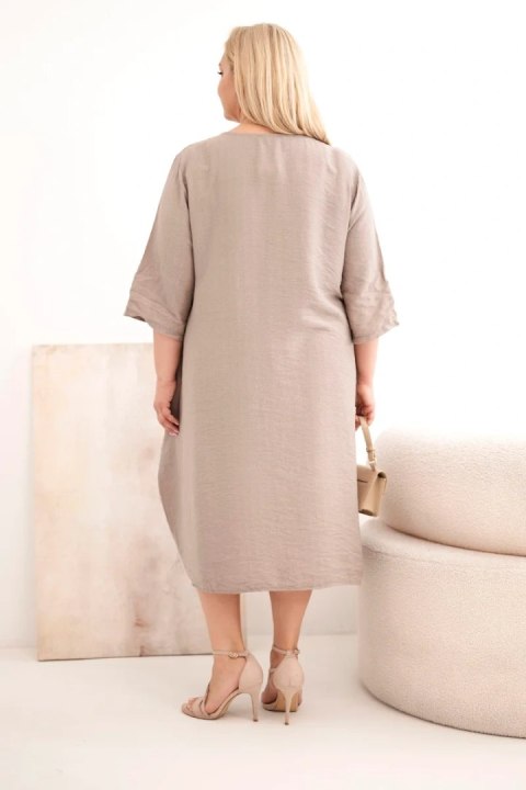 Sukienka damska Plus Size wiskozowa z kieszeniami krótki rękaw fango