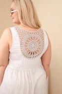 Sukienka damska Plus Size wiskozowa z koronką bez rękawów beżowa