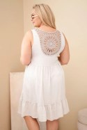 Sukienka damska Plus Size wiskozowa z koronką bez rękawów beżowa