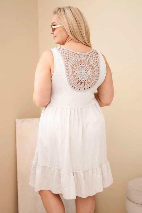 Sukienka damska Plus Size wiskozowa z koronką bez rękawów beżowa