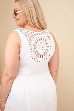 Sukienka damska Plus Size wiskozowa z koronką bez rękawów biała