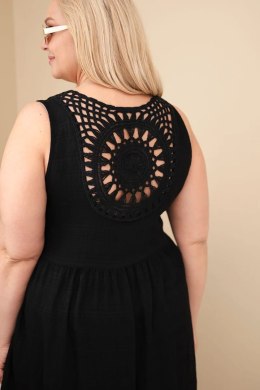 Sukienka damska Plus Size wiskozowa z koronką bez rękawów czarna