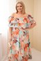 Sukienka damska wiskozowa Plus Size z falbaną hiszpanka i elastyczną talią maxi miętowa