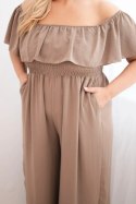 Kombinezon damski Plus Size z falbaną i krótkim rękawem fango