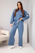 Komplet damski masełko bluza + spodnie jeansowy melanż