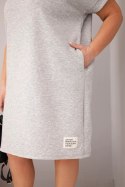Sukienka damska Plus Size z krótkim rękawem i kieszeniami szary melanż