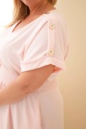 Sukienka damska Plus Size z marszczoną talią cukierkowy róż