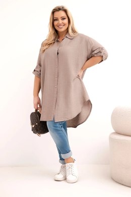 Koszula damska Plus Size z wiskozy z dłuższym tyłem fango