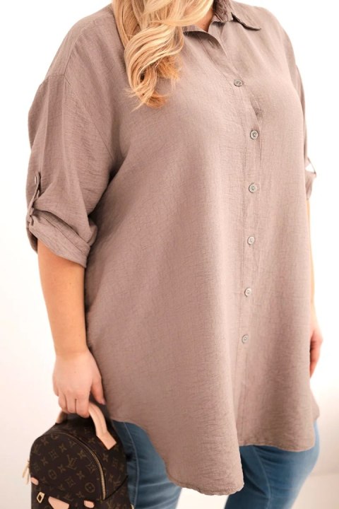 Koszula damska Plus Size z wiskozy z dłuższym tyłem fango